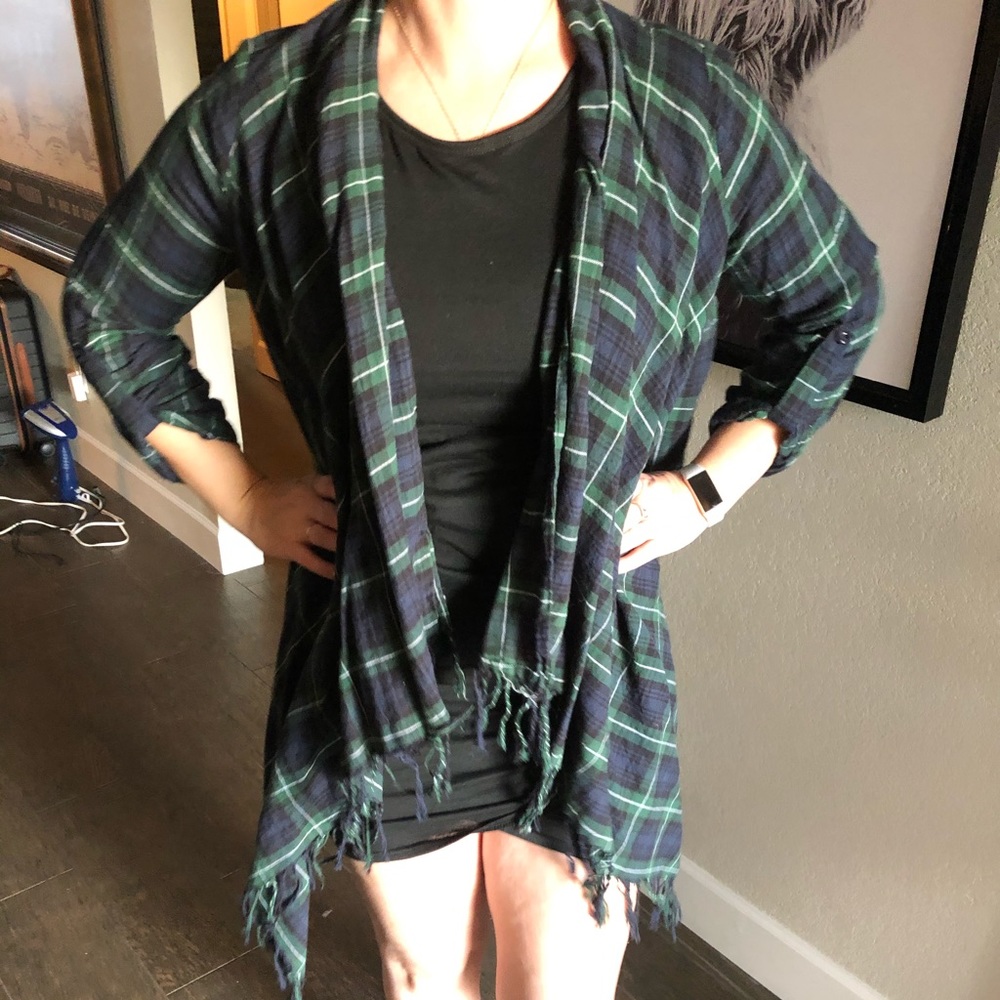 Plaid Kimono Cover-up Wrap Cardigan